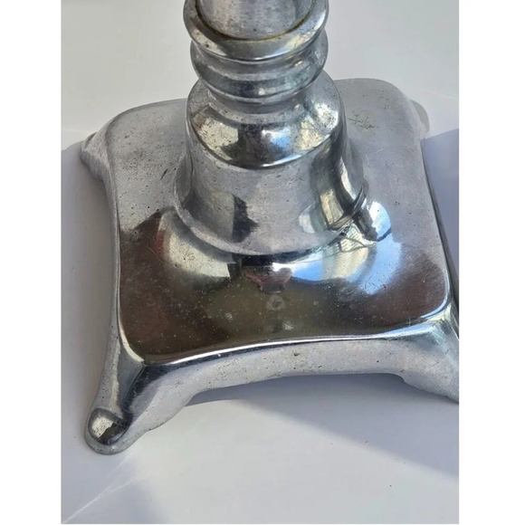 Pair of tall vintage metal candlestick holders 16.5" Silver - Picture 6 of 7